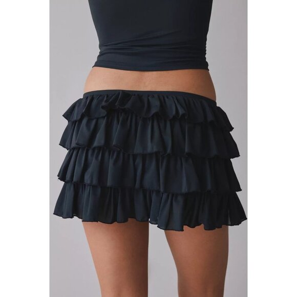 UO x Out From Under Cammy Ruffle Trim Micro Skort Womens Sz Small Tap Shoe Black - Picture 9 of 16